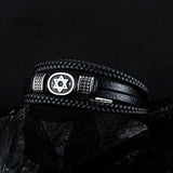 Star of David Leather Bracelet with Magnetic Buckle