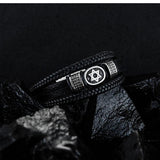 Star of David Leather Bracelet with Magnetic Buckle