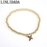10Pcs Copper Beads Bracelet with Butterfly Charms, Luxury Jewelry