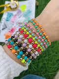 10Pcs Rainbow Enamel Bracelets Beads Chain Women's Fine Jewelry