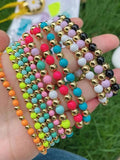 10Pcs Rainbow Enamel Bracelets Beads Chain Women's Fine Jewelry