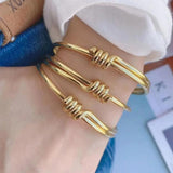 3Pcs Brass Open Cuff Bracelet Knotted Retro Bangle for Women