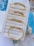 3Pcs Brass Open Cuff Bracelet Knotted Retro Bangle for Women