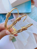 3Pcs Brass Open Cuff Bracelet Knotted Retro Bangle for Women