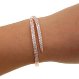 Rose Snake Micro Paved Clear Cz Bracelet Open Cuff Women Charm