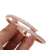 Rose Snake Micro Paved Clear Cz Bracelet Open Cuff Women Charm