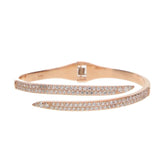 Rose Snake Micro Paved Clear Cz Bracelet Open Cuff Women Charm