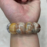 Mexican Crazy Lace Agate/Sardonyx Bracelet Natural Gemstone Beads Bangle