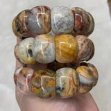 Mexican Crazy Lace Agate/Sardonyx Bracelet Natural Gemstone Beads Bangle
