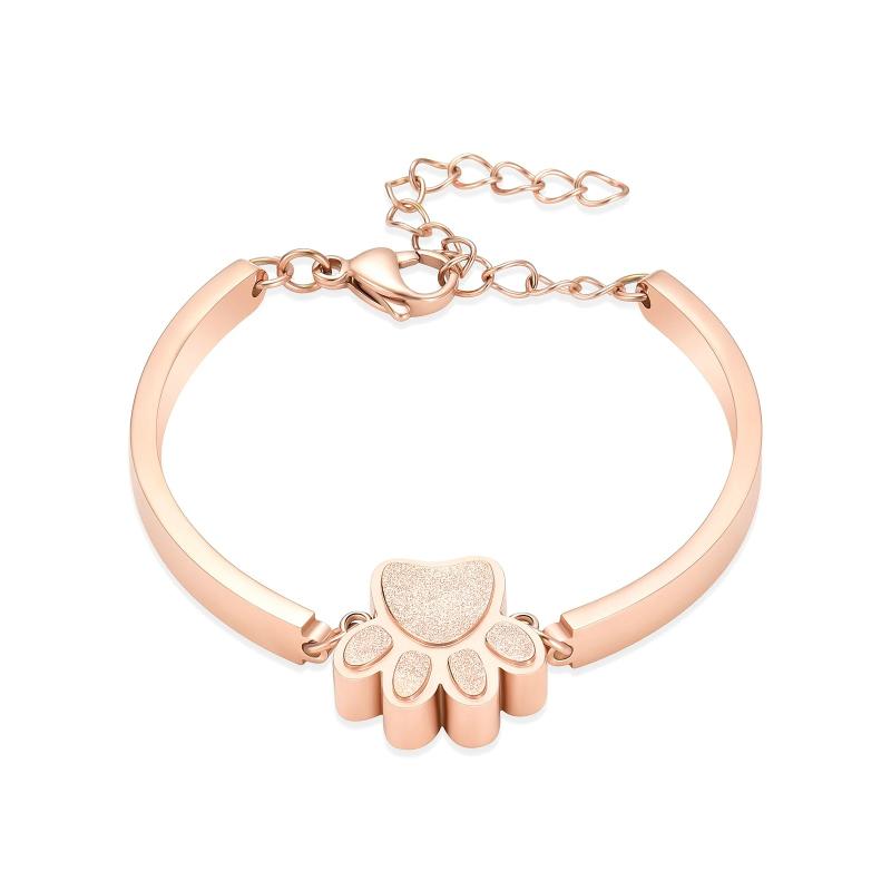 Pet Cremation Jewelry Bracelet for Ashes - Paw Print Urn Bangle