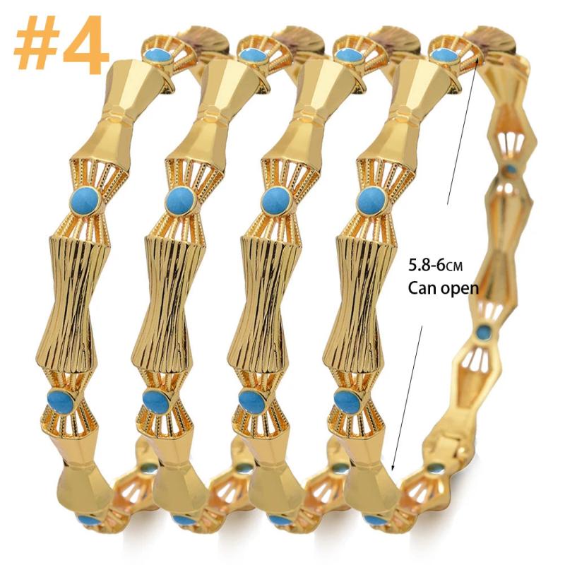 4Pcs Dubai Bangles Women Girls Arab Bridal Wedding Bracelet Party