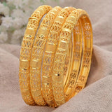 4Pcs Dubai Bangles Women Girls Arab Bridal Wedding Bracelet Party