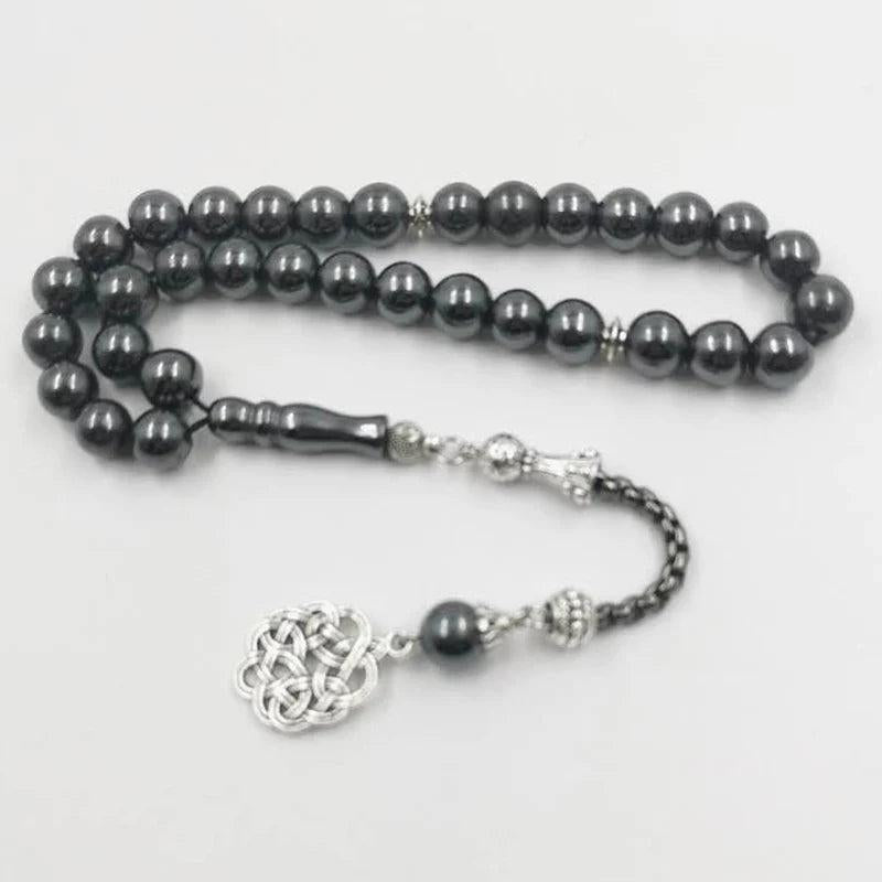 Natural Hematite Muslim Prayer Beads EID Adha Islamic Rosary Bracelet