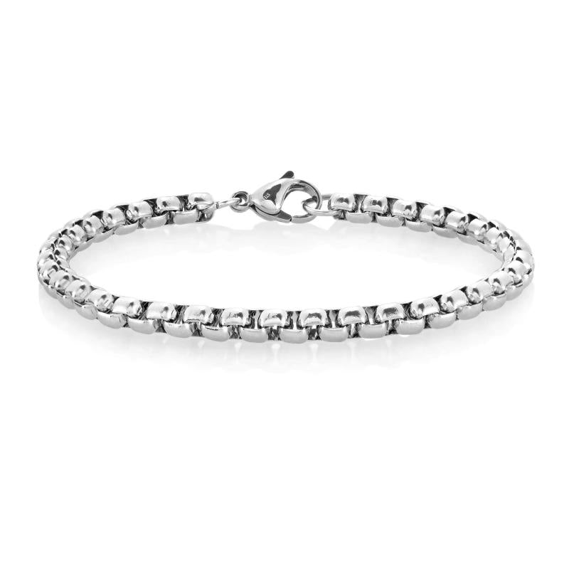 Men Cuff Bracelet Stainless Steel Chain 4mm 22cm Adjustable