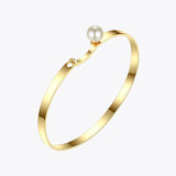 Pearl Ball Cuff Bracelets Stainless Steel Bangle Lady B2051