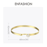 Pearl Ball Cuff Bracelets Stainless Steel Bangle Lady B2051