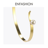 Pearl Ball Cuff Bracelets Stainless Steel Bangle Lady B2051