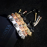 Skull Skeleton Bead Bracelet Men Unique Boho Rope Chain Bangle