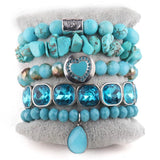 Boho Beaded Stack 5pc Purple Bracelet Set Women Bohemian Jewelry