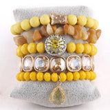Boho Beaded Stack 5pc Purple Bracelet Set Women Bohemian Jewelry