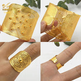 Adjustable 24K Dubai Plated Bracelet with Ring Hawaiian Bangles