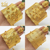 Adjustable 24K Dubai Plated Bracelet with Ring Hawaiian Bangles