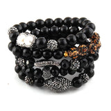 5pc Natural Stone & Glass Crystal Pave Bracelet Set