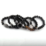 5pc Natural Stone & Glass Crystal Pave Bracelet Set