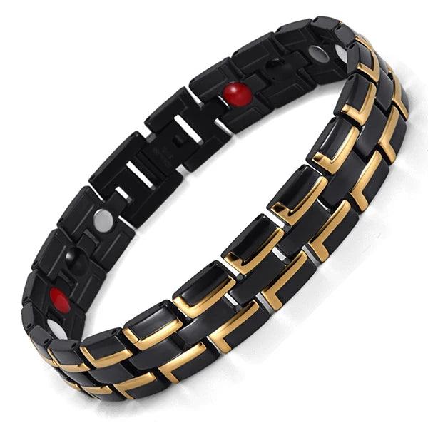 Stainless Steel Black&Gold Magnetic Bracelet for Men