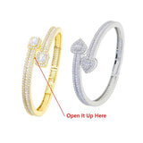 Heart Shaped CZ Bracelet Iced Out Bling Bangle Hiphop Jewelry
