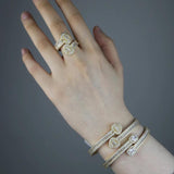 Heart Shaped CZ Bracelet Iced Out Bling Bangle Hiphop Jewelry