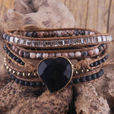 Boho Bracelet Natural Stones Heart Charm Wrap Bracelet Women Gift