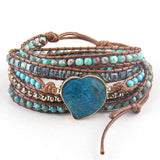 Boho Bracelet Natural Stones Heart Charm Wrap Bracelet Women Gift