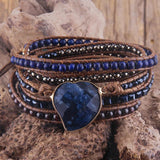 Boho Bracelet Natural Stones Heart Charm Wrap Bracelet Women Gift