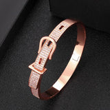 Velvet Bag Belt Shape CZ Bracelet Bangle Jewelry Women