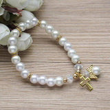 Baptism Glass Pink Pearl Angel Bracelet Wedding Favor