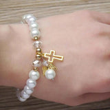 Baptism Glass Pink Pearl Angel Bracelet Wedding Favor