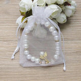 Baptism Glass Pink Pearl Angel Bracelet Wedding Favor