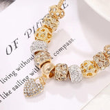 Crystal Bead Charm Bracelet with Heart Pendant for Women