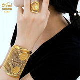Indian 24K Plated Bangles With Ring Dubai Wedding Bridal Cuff Bracelets