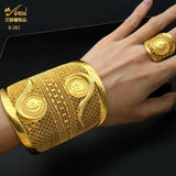 Indian 24K Plated Bangles With Ring Dubai Wedding Bridal Cuff Bracelets
