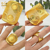 Indian 24K Plated Bangles With Ring Dubai Wedding Bridal Cuff Bracelets