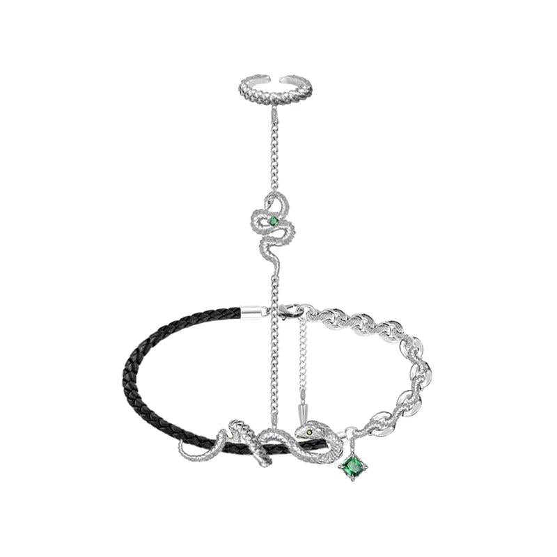 Snake Bracelet With Ring Style PU Bracelet Finger For Women Female
