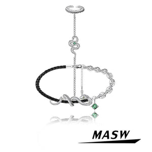 Snake Bracelet With Ring Style PU Bracelet Finger For Women Female