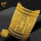 Dubai Ethiopia 24K Plated Bangle & Ring Set Arabic Charm Copper Party Jewelry