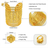 Dubai Ethiopia 24K Plated Bangle & Ring Set Arabic Charm Copper Party Jewelry