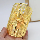 24k Flower Dubai Women Bracelet & Ring Set Ethiopian Wedding Jewelry