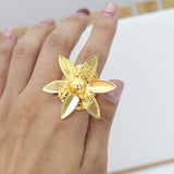24k Flower Dubai Women Bracelet & Ring Set Ethiopian Wedding Jewelry