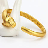 Leopard Animal Head Bangle Yellow Filled Cuff Bracelet