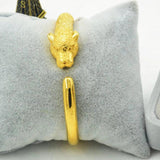 Leopard Animal Head Bangle Yellow Filled Cuff Bracelet